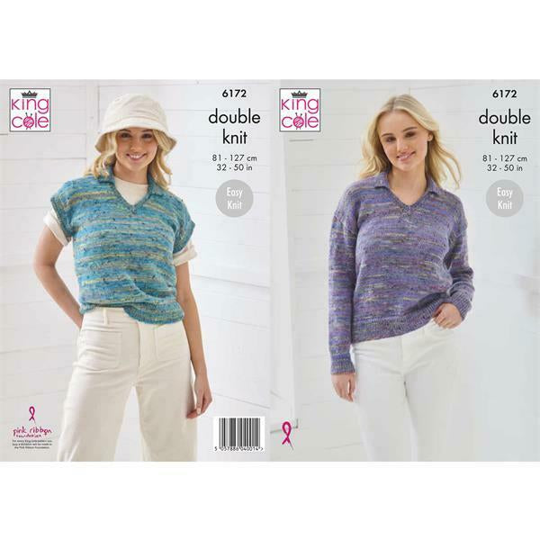 Knitting Pattern Ladies Sweater & Tank King Cole Homespun Prism DK - 6172