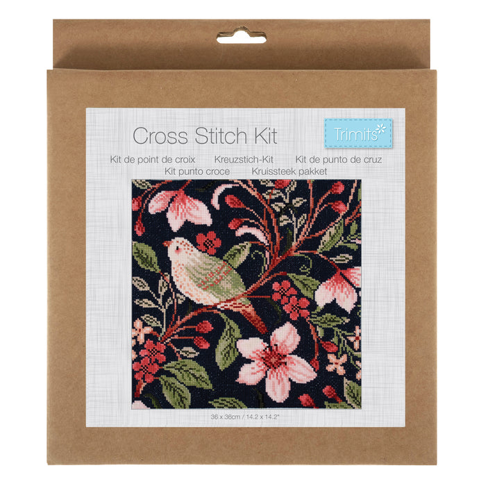Trimits Cross Stitch Kit 36 x 36cm Bird Blossom GCS213