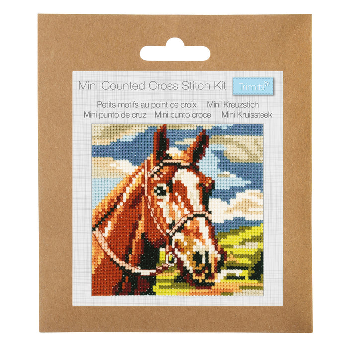 Trimits Mini Cross Stitch Kit Brown Horse GCS207