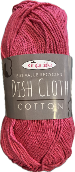 King Cole Big Value Recycled Dish Cloth Cotton Yarn 100g - Fuchsia 5063 BoS/Mhd