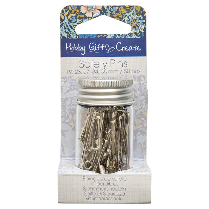 Hobby Gift Create Safety Pins in a Jar 50 Pcs Assorted Sizes HGC415.S.01