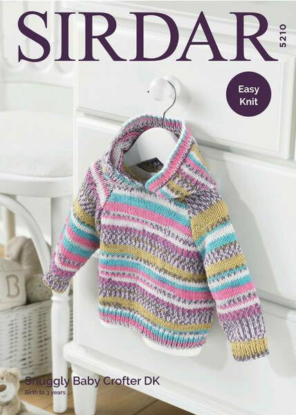 Knitting Pattern Hooded Sweater Sirdar Snuggly Baby Crofter DK - 5210