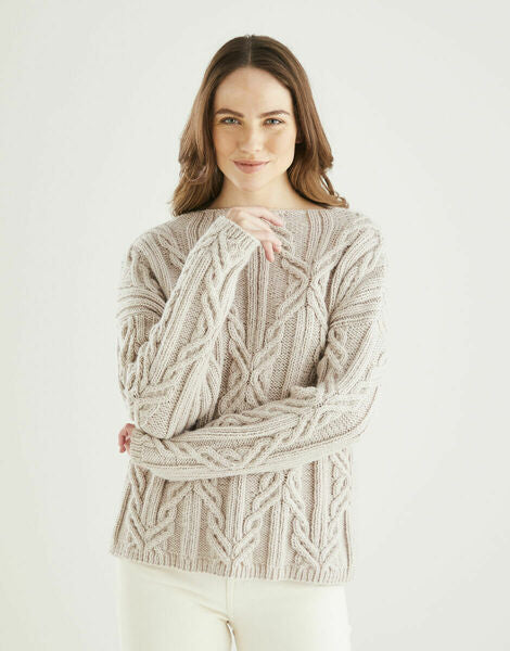 Knitting Pattern Diamond Cable Sweater Hayfield Bonus Aran 10607