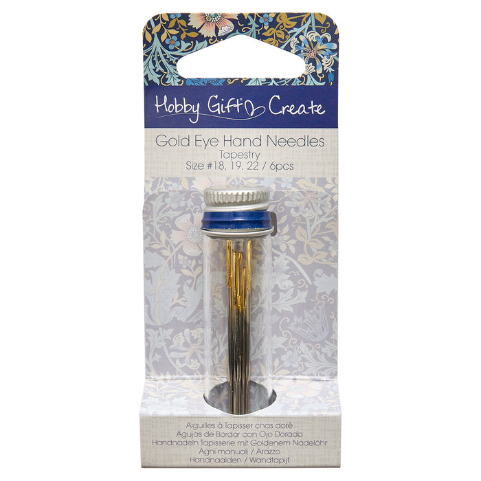 Hobby Gift Create Gold Eye Hand Tapestry Needles in a Jar 6 Pcs Assorted Woodblock Design HGC283G.1822.01