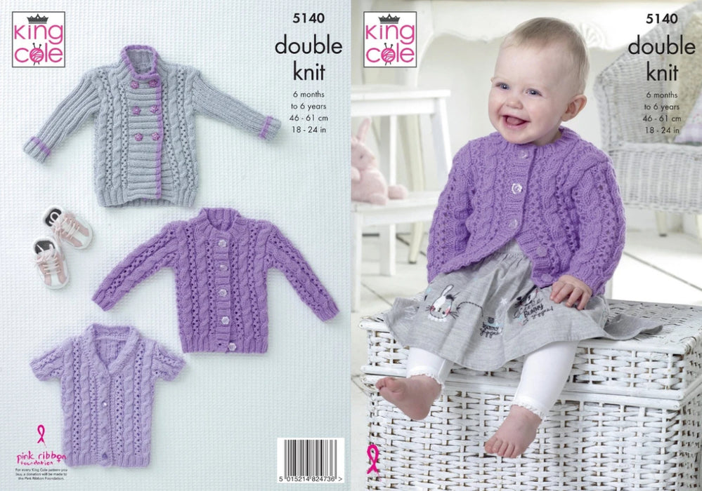 Knitting Pattern Cardigans in King Cole Big Value Baby DK 3 months - 6 years 5140