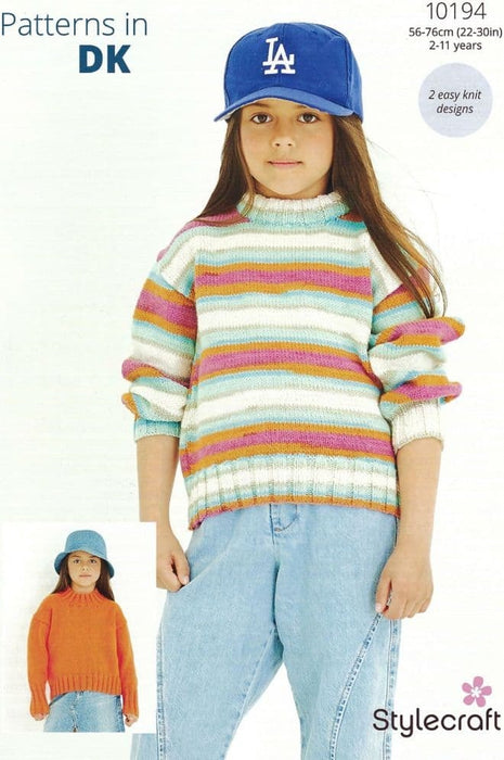 Knitting Pattern Children’s Sweaters in Stylecraft Merry Go Round DK 2-11 Years 10194