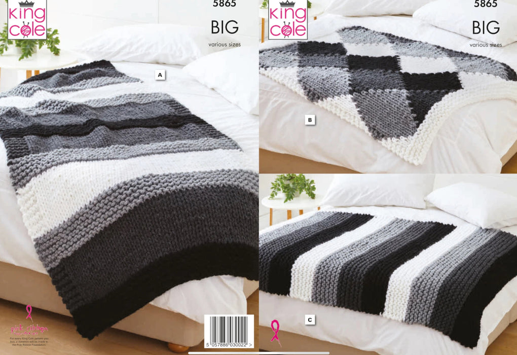 Knitting Pattern Home Accessories Bed Runner & Blanket King Cole Big Value BIG - 5865