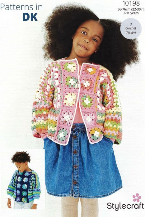 Crochet Pattern Sweater, Cardigan & Scarf 2-11years in Stylecraft Merry Go Round DK 10198