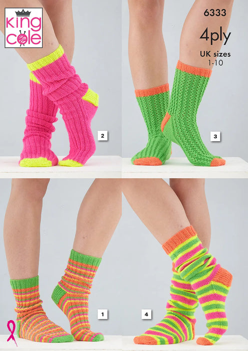 Knitting Pattern Socks Knitted in King Cole Tiptoe 4 Ply 6333