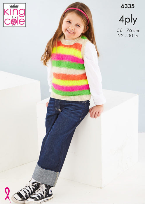 Knitting Pattern Slipover & Waistcoat Knitted in King Cole Tiptoe 4 Ply 6335