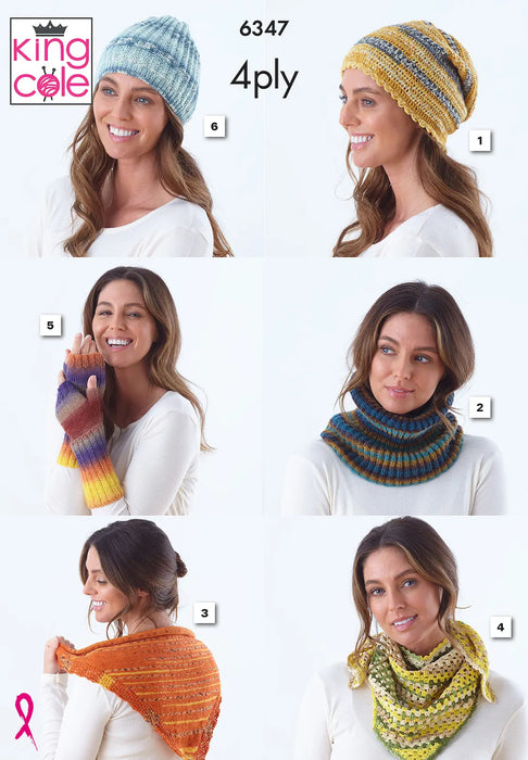 Knitting Pattern Accessories Knitted & Crocheted in King Cole 4 Ply 6347