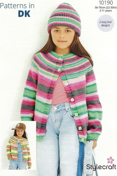 Knitting Pattern Girls Cardigan & Hat in Stylecraft Merry Go Round DK 10190