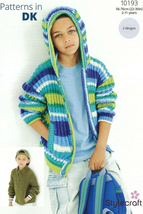 Knitting Pattern Children’s Hooded Jacket & Cardigan in Stylecraft Merry Go Round or Special DK 10193