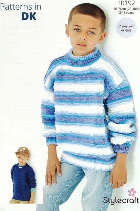 Knitting Pattern Children’s Sweaters in Stylecraft Merry Go Round or Special DK 10192