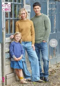 Knitting Pattern Sweaters in King Cole Homespun Aran 6418