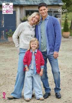 Knitting Pattern Cardigans in King Cole Homespun Aran 6417