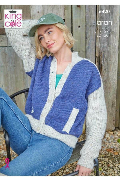 Knitting Pattern Cardigans in King Cole Homespun Aran 6420