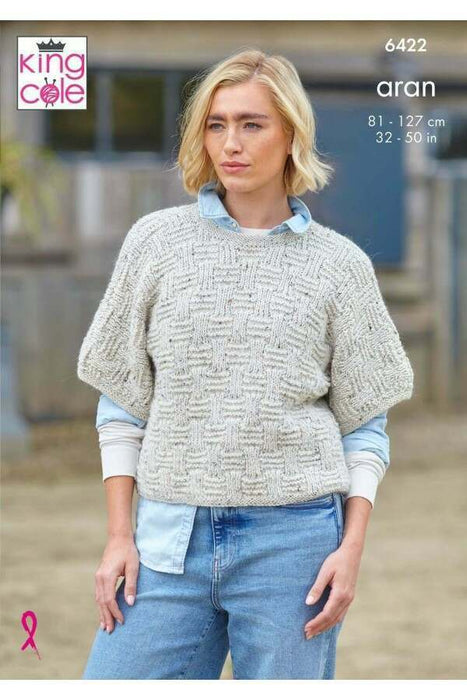 Knitting Pattern Sweaters in King Cole Homespun Aran 6422