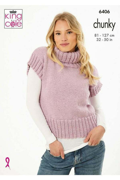 Knitting Pattern Slipover & Sweater in King Cole Big Value Chunky 6406