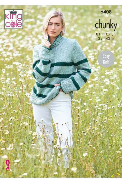 Knitting Pattern Sweater & Tank Top in King Cole Dalesway Chunky 6408