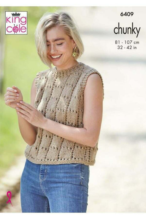 Knitting Pattern Sweater & Tank Top in King Cole Dalesway Chunky 6409