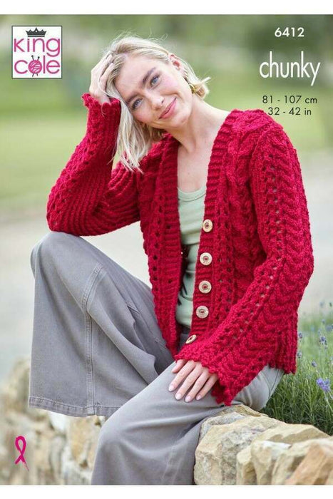 Knitting Pattern Cardigan, Waistcoat & Tank Top in King Cole Dalesway Chunky 6412