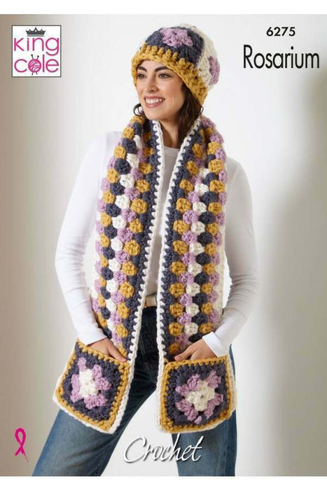 Crochet Pattern Hat, Headband & Scarves in King Cole Rosarium Mega Chunky 6275 *