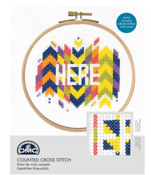 DMC Cross Stitch Kit With Hoop Mindful Moments - Here BK1728