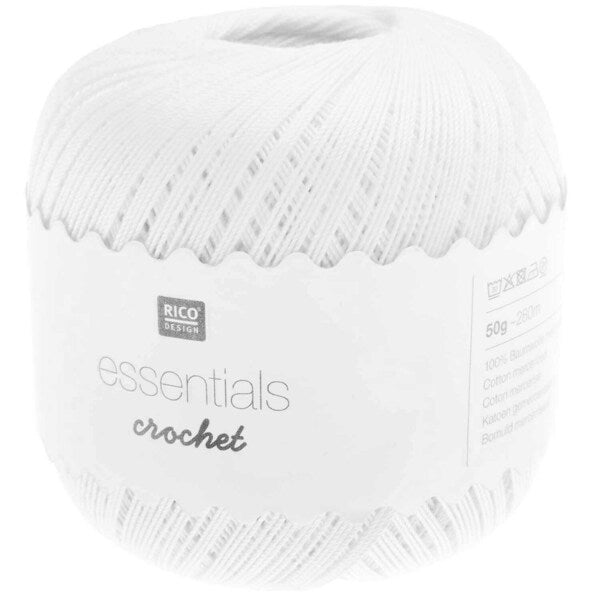 Rico Essentials Crochet Cotton Yarn 50g - White 001