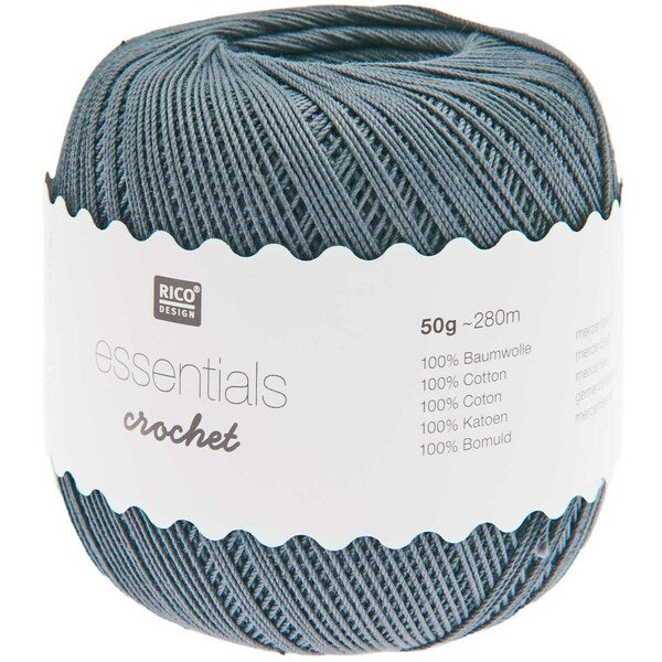 Rico Essentials Crochet Cotton Yarn 50g - Mouse Grey 011