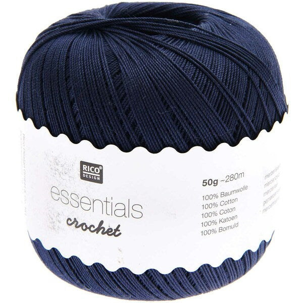 Rico Essentials Crochet Cotton Yarn 50g - Midnight Blue 037