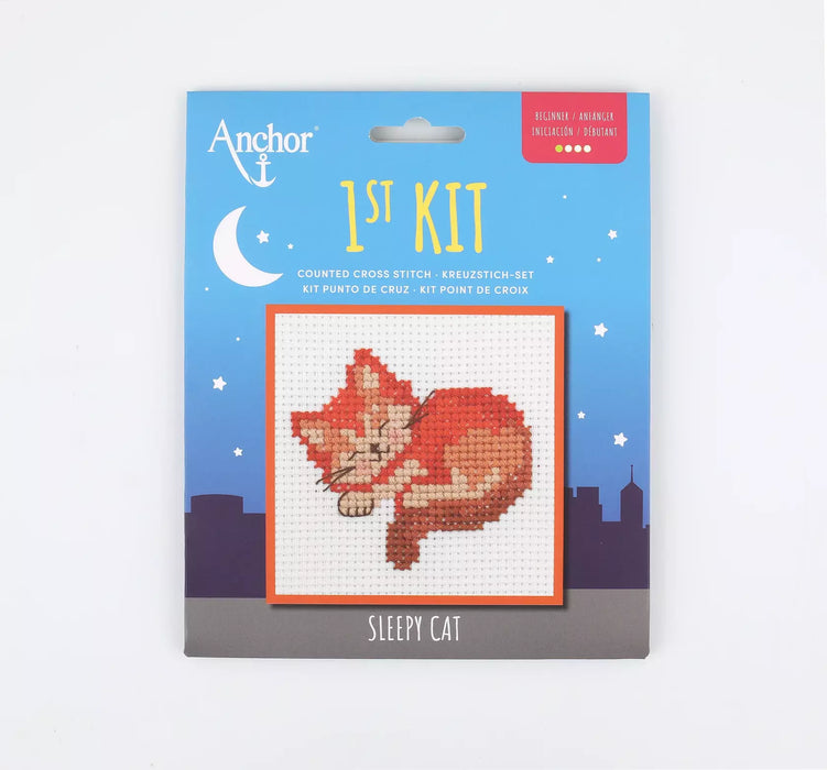 Anchor 1st Kit Counted Cross Stitch Sleepy Cat Art.3690000-10035