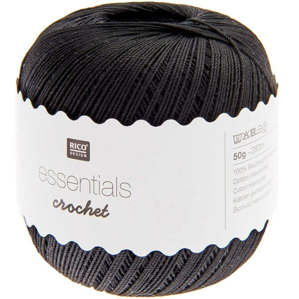 Rico Essentials Crochet Cotton Yarn 50g - Black 012