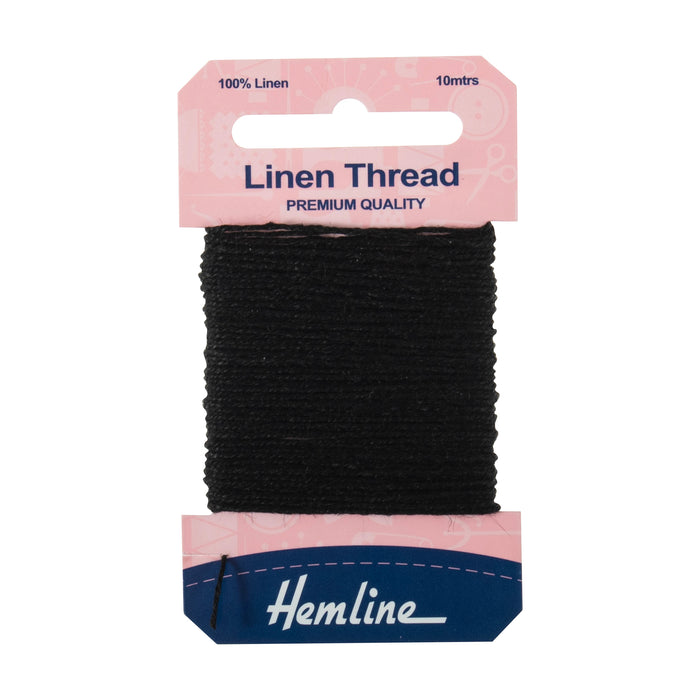 Hemline Linen Thread 10m Black H1001\04