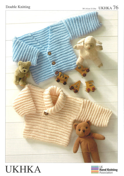 Knitting Pattern Baby Sweater & cardigan Double Knitting - ukHKA 76