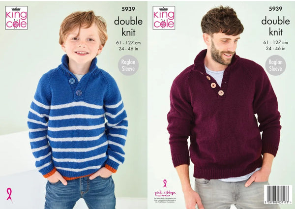 Knitting Pattern Men & Childs Sweaters King Cole DK - 5939