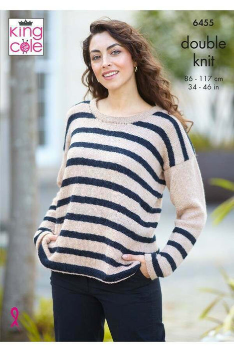 Knitting Patten Sweater & Top in King Cole Eternity DK 6455