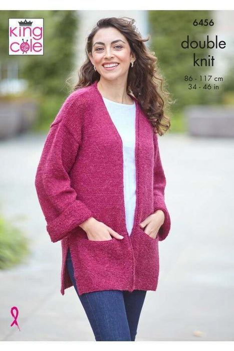 Knitting Pattern Sweater & Cardigan in King Cole Eternity DK 6456