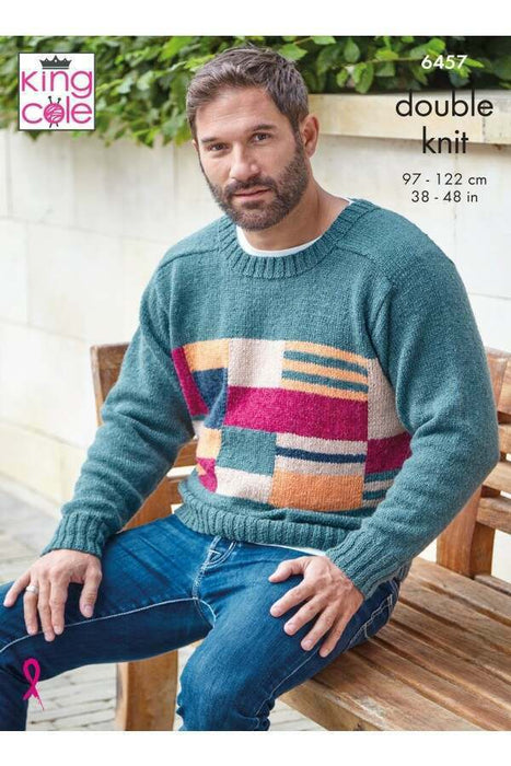 Knitting Pattern Mens Sweaters in King Cole Eternity DK 6457
