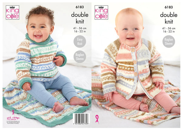 Knitting Pattern Babies Matinee Coat, Sweater & Blankets King Cole Cherish & Cherished DK - 6183