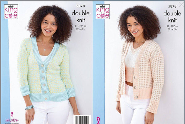 Knitting Pattern Ladies Cardigan & Top King Cole Finesse Cotton Silk Dk - 5878