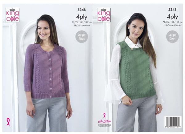 Knitting Pattern Ladies Top & Sweater King Cole Merino 4 Ply - 5348