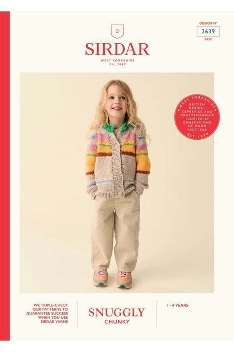 Knitting Pattern Cardigan Little Scandi Pop in Sirdar Snuggly Chunky 2639