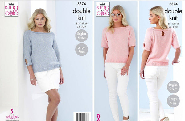 Knitting Pattern Ladies Sweaters King Cole Cotton Top - 5374