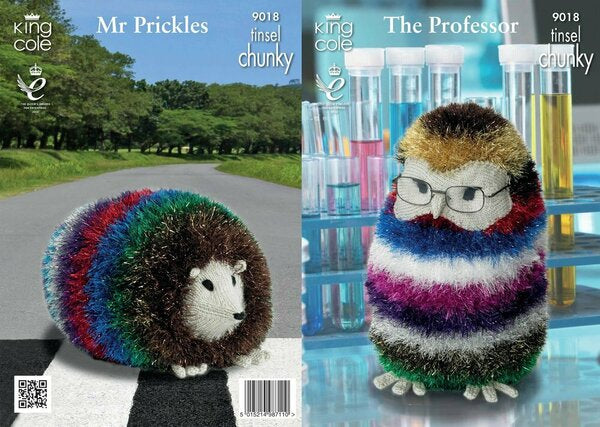 Knitting Pattern The Professor Owl & Mr Prickles The Giant Hedgehog Toys King Cole Tinsel Chunky & DK - 9018