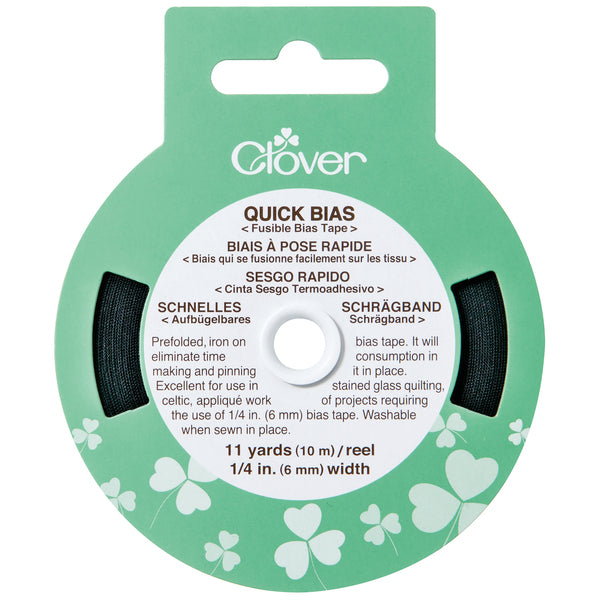 Clover Quick Bias Fusible Bias Tape 6mm x 10m Black - CL700/1128