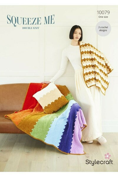 Crochet Pattern Blankets & Cushion Styecraft Squeeze Me 10079