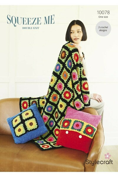 Crochet Pattern Crochet Blanket & Cushions Stylecraft Squeeze Me DK - 10078