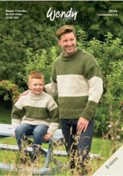 Knitting Patten Sweater in Wendy Super Chunky 7059
