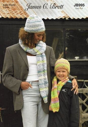 Knitting Pattern Accessories in James C. Brett Undertones Super Chunky JB995